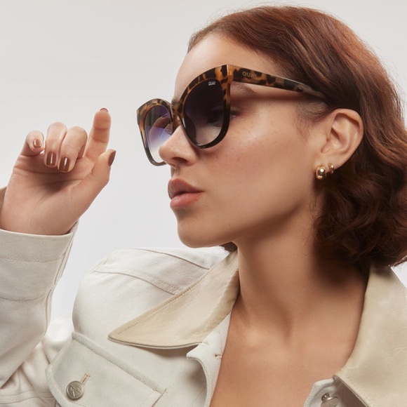 NWT Quay Australia It’s My Way 53mm Gradient Cat Eye Leopard Print Sunglasses - Picture 5 of 5